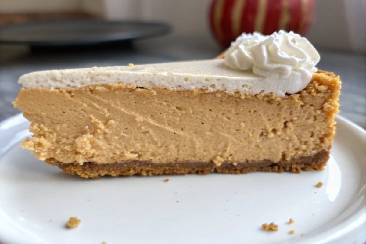 A beautiful display of Costco Pumpkin Cheesecake