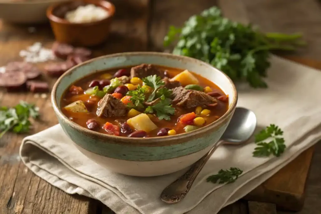 Featured Image of Thick Cowboy Soup in Rustic Setting