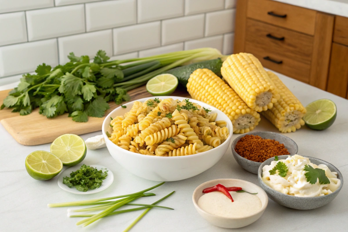 Ingredients for Mexican Street Corn Pasta Salad