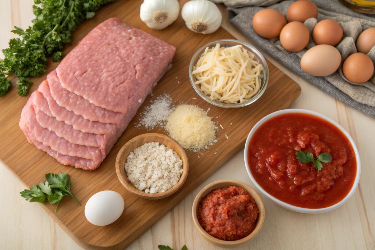 Ingredients for Chicken Cordon Bleu Meatloaf Marinara recipe