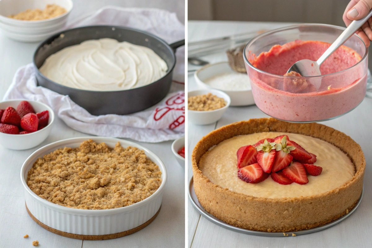 Strawberry Crunch Cheesecake Preparation Steps