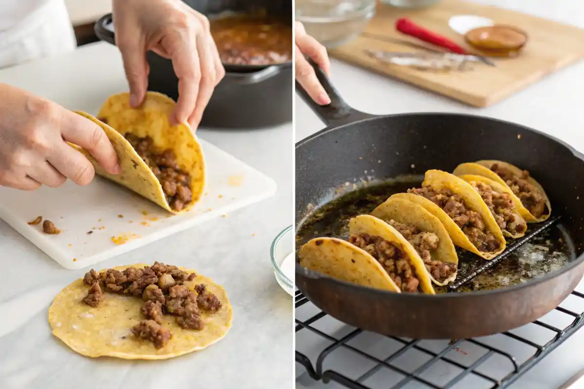 Fried Tacos Preparation Steps