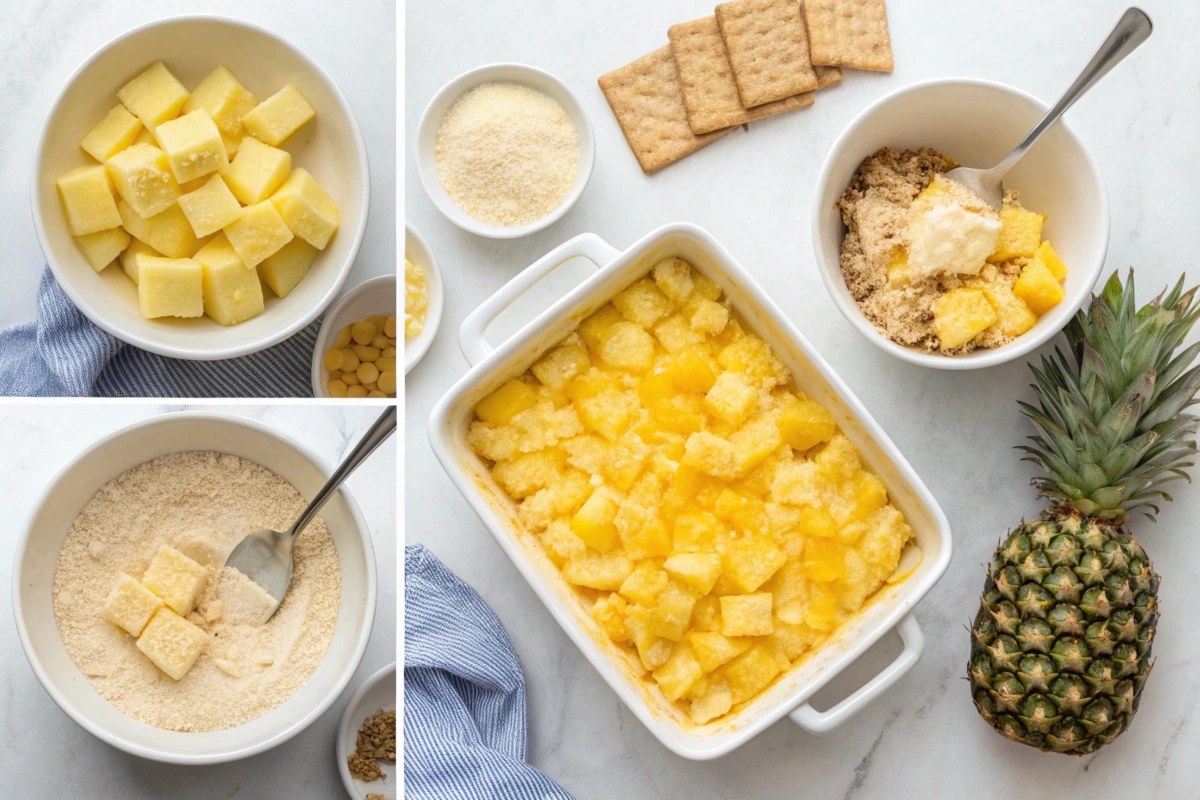 Preparing pineapple casserole