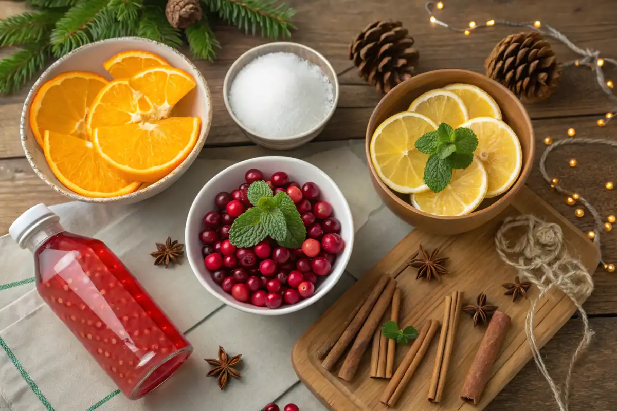 Christmas Punch Ingredients Setup