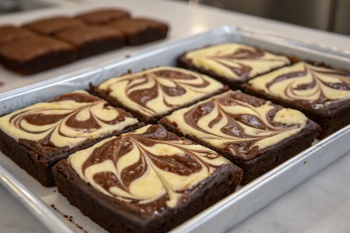 stuffed layered brownies close-up.