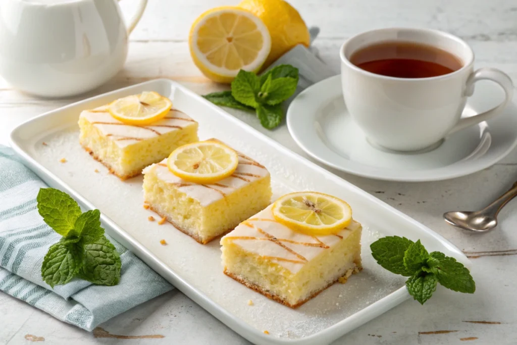 three pieces of lemon brownies