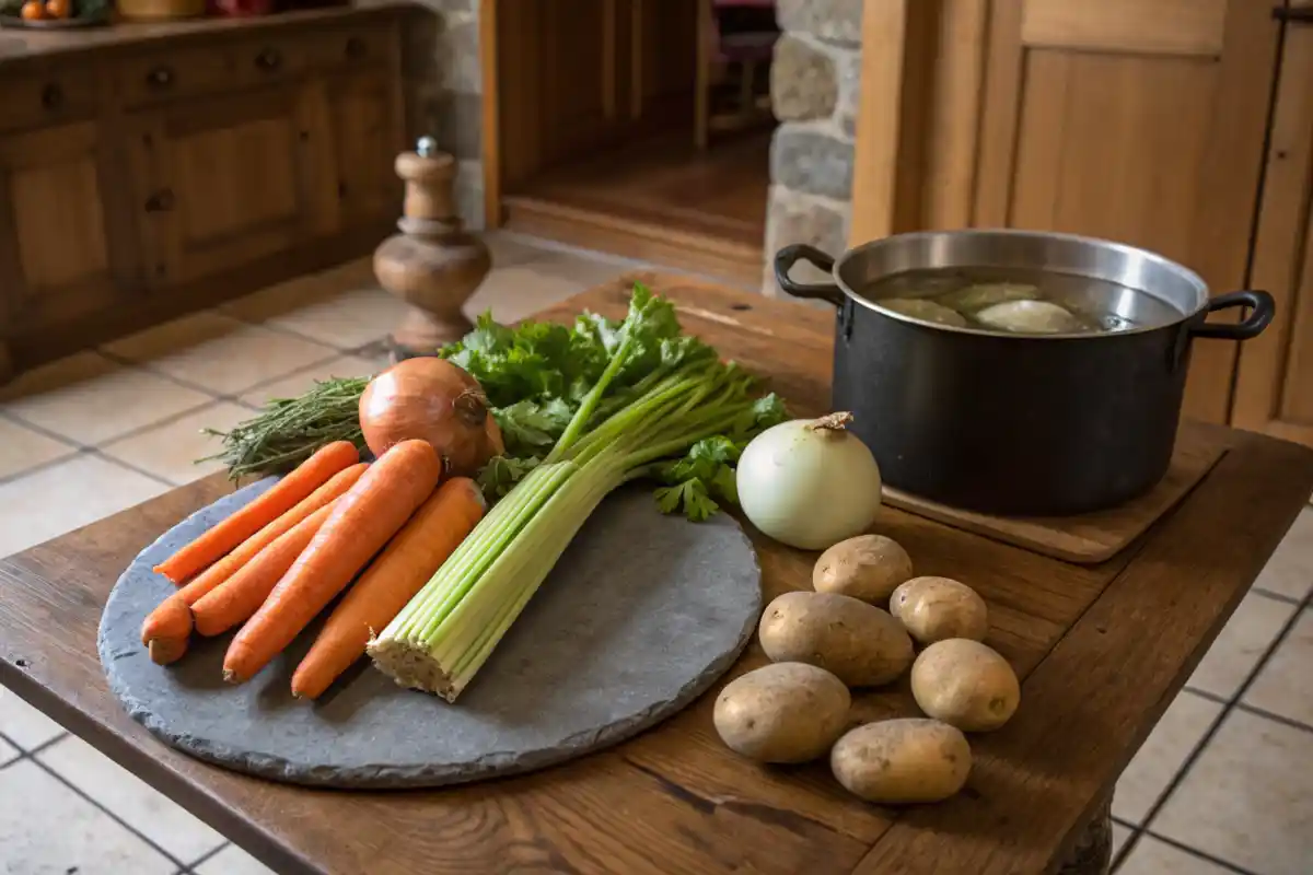 Stone Soup Ingredients: Fresh Vegetables and Stone