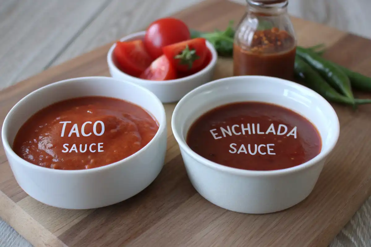 Comparison of taco sauce and enchilada sauce with ingredients.