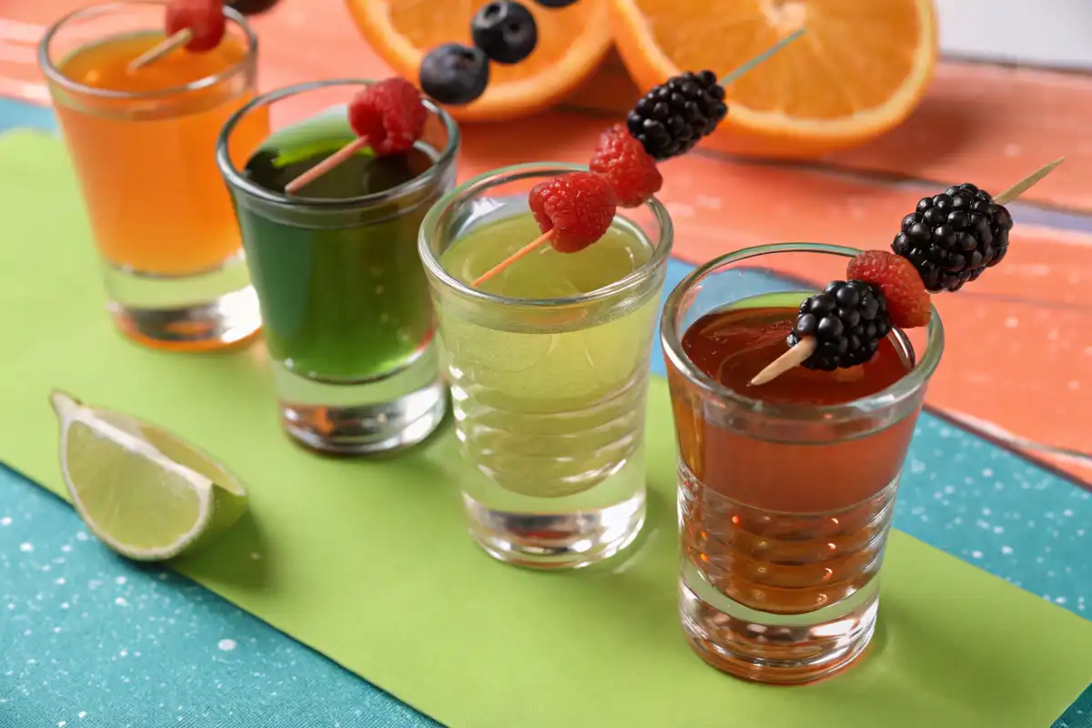 Variety of Tea-Inspired Shots with Garnishes