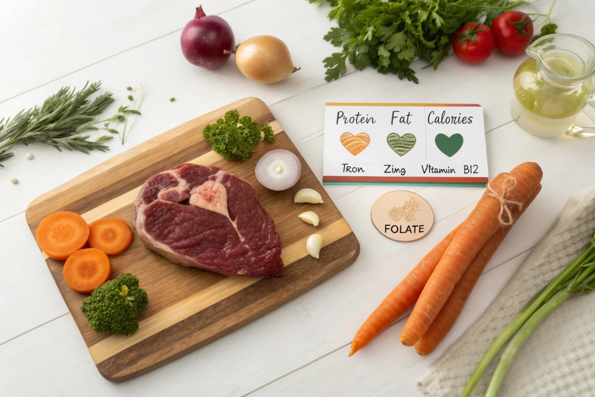 beef heart on a wooden chopping board