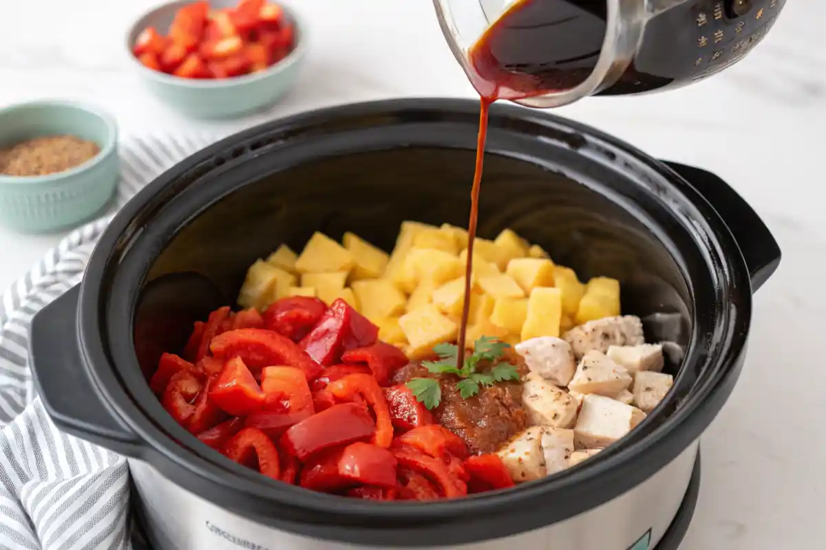 Sweet Hawaiian Crockpot Chicken Cooking Process