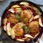 apple cranberry raspberry chicken, golden and savory, served with caramelized fruits and comforting sides.