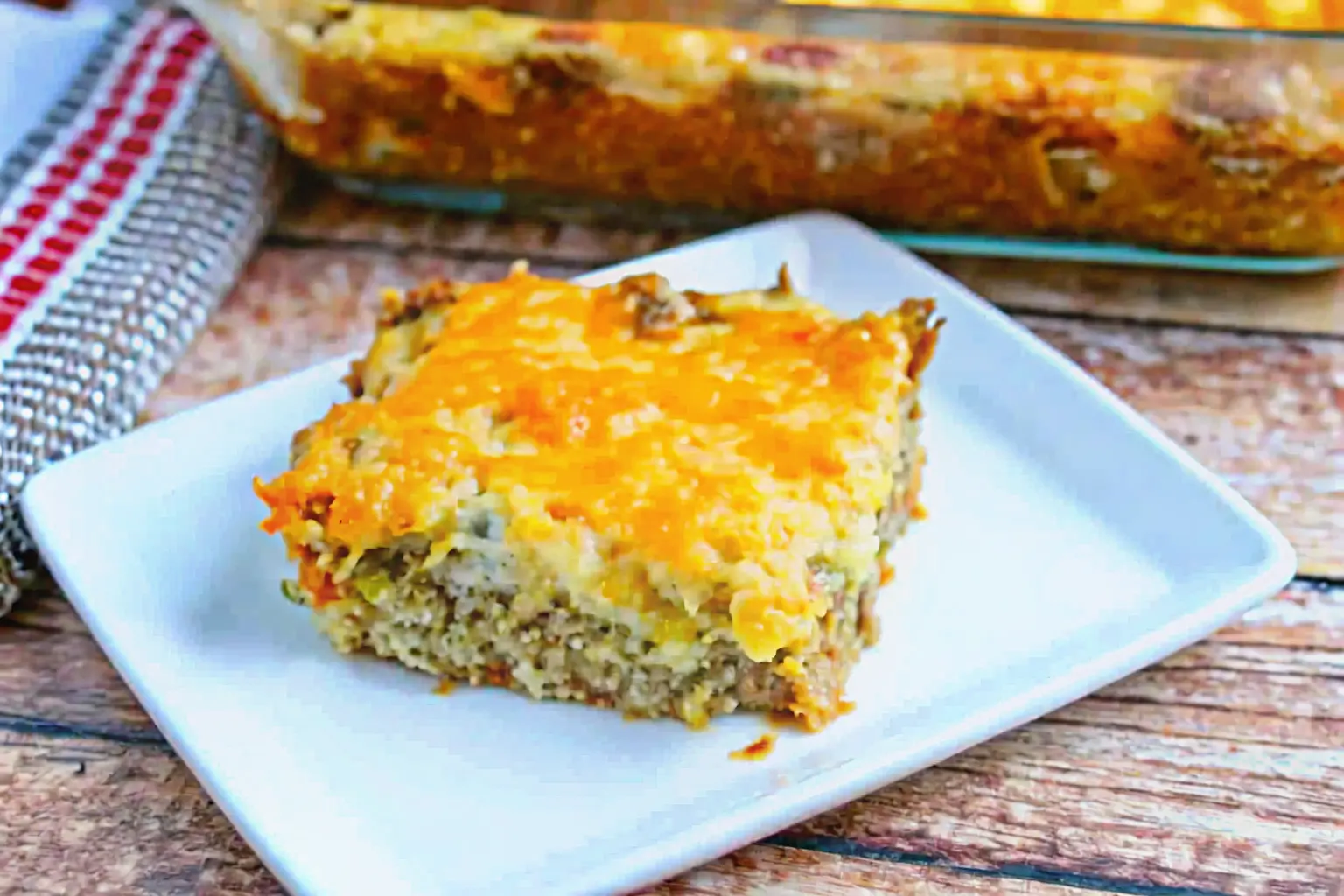 Baked Cattle Drive Casserole served with salad and iced tea.