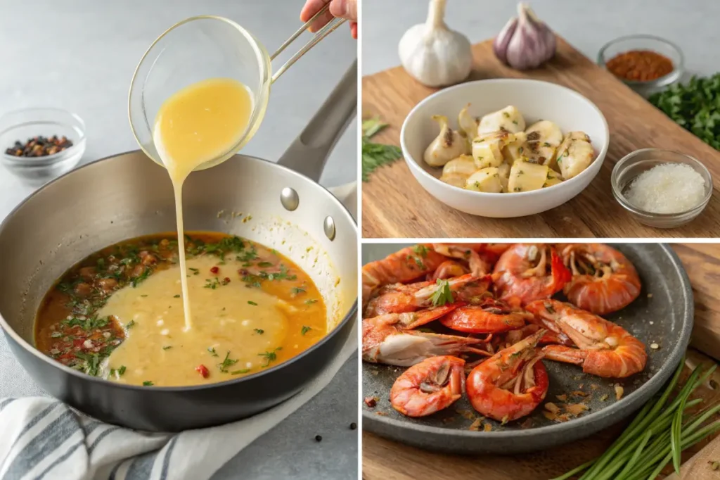 Step-by-step process of making seafood boil sauce.