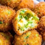 Golden, crispy broccoli cheese balls served with ranch dip and fresh parsley, a perfect snack or appetizer option12