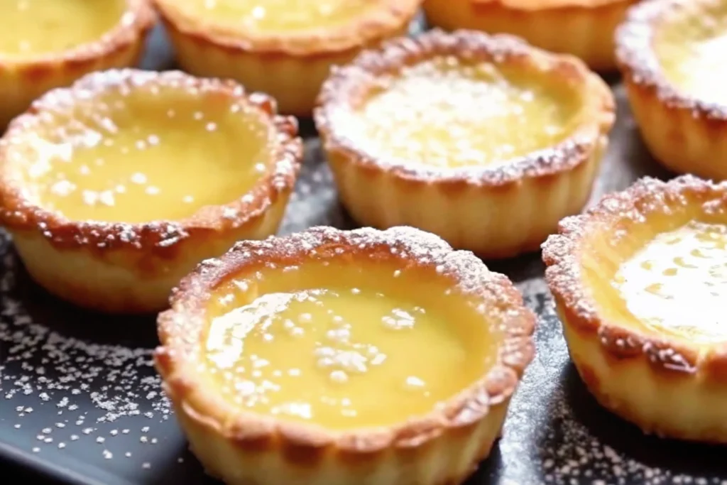 Pouring lemon pie batter into muffin tin
